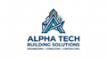 Alpha Tech Building Solutions company logo featuring a geometric letter A integrated with modern architectural building structures.